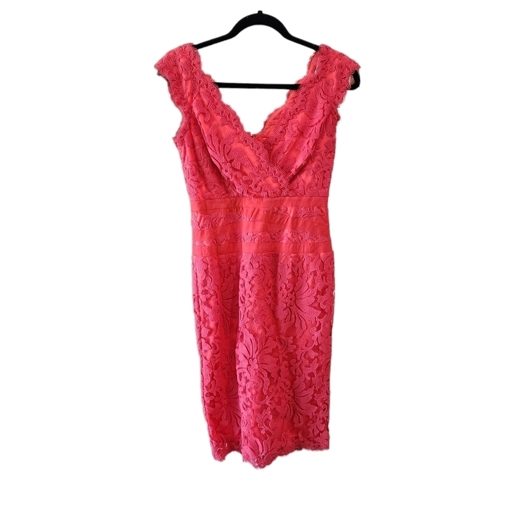 💜 Tadashi shoji Pink Lace Vneck dress 3k896mx